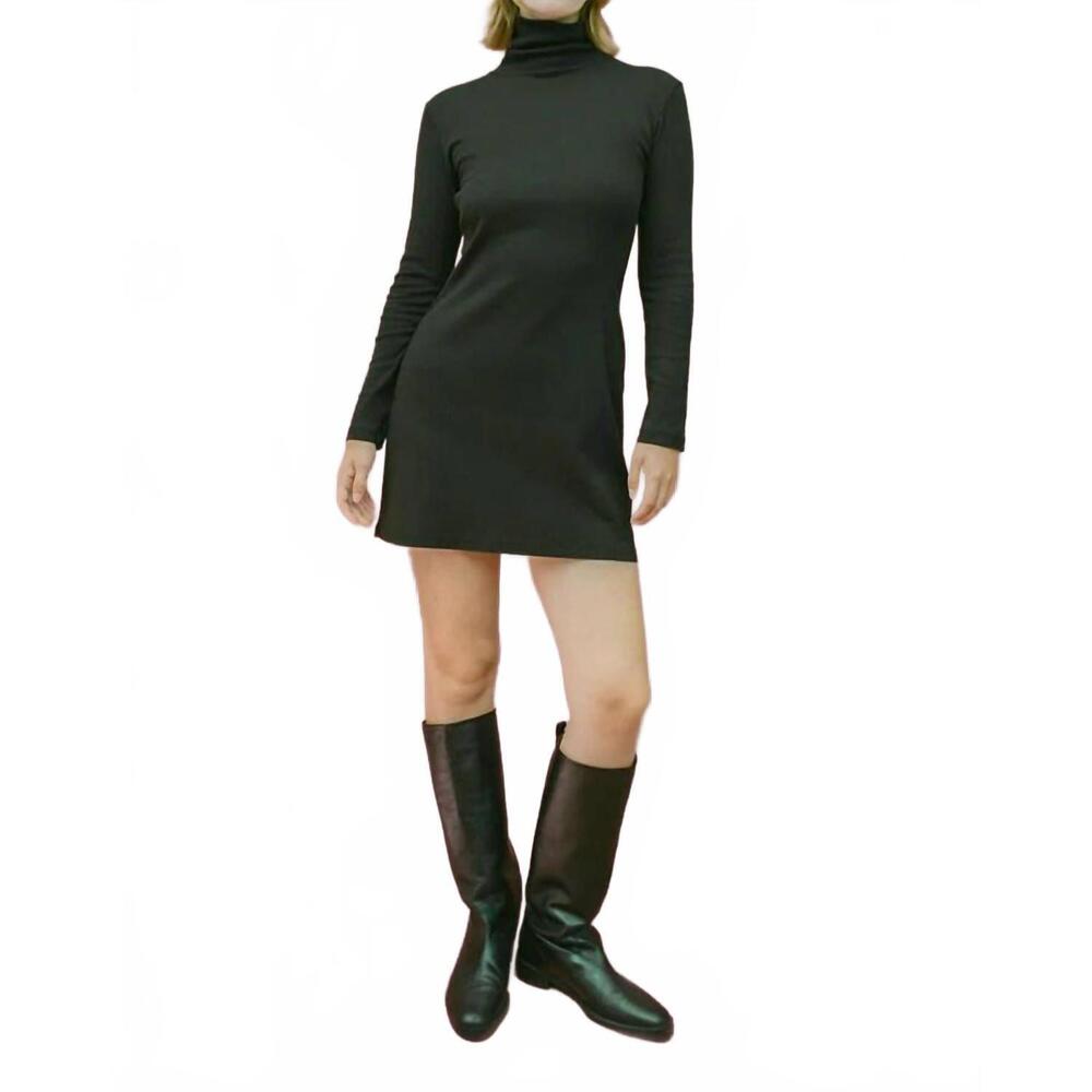 NEW GIL RODRIGUEZ bellevue turtleneck long sleeve mini dress in black